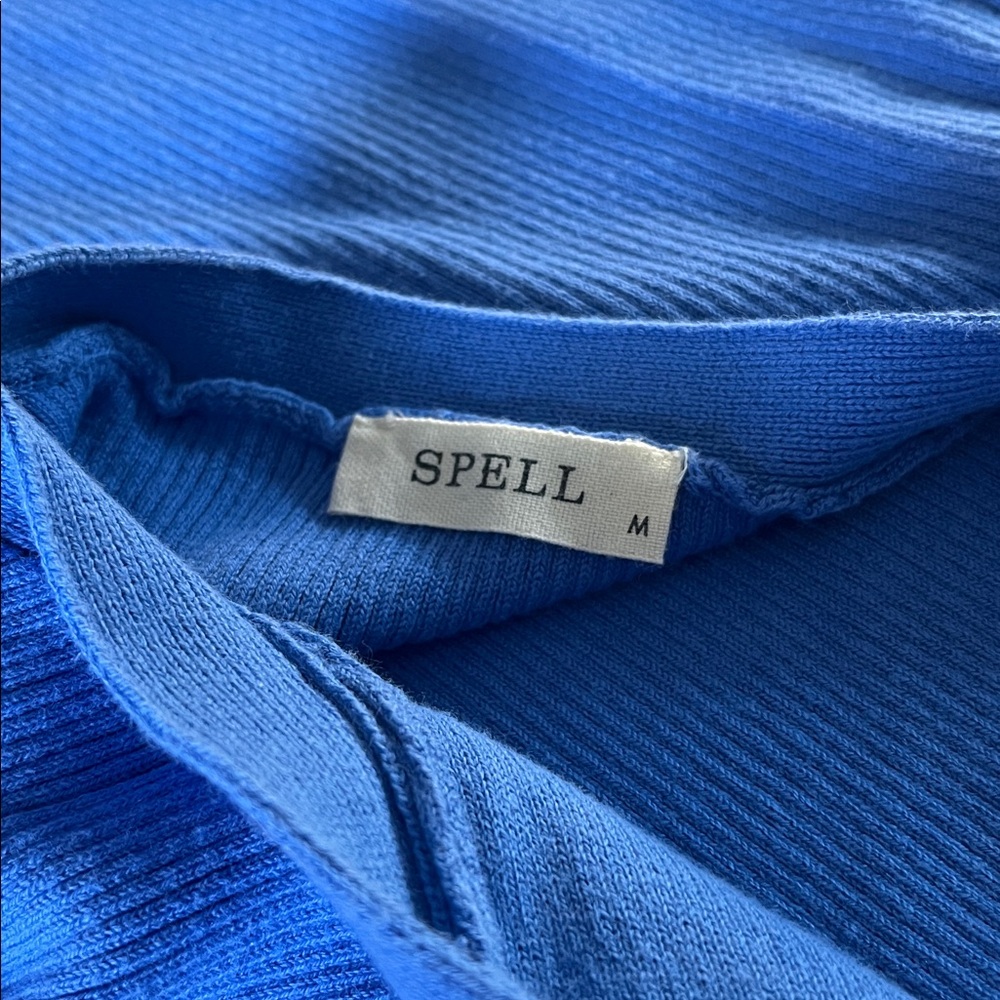 Spell Blue Ribbed Midi Dress - Picture 4 of 9